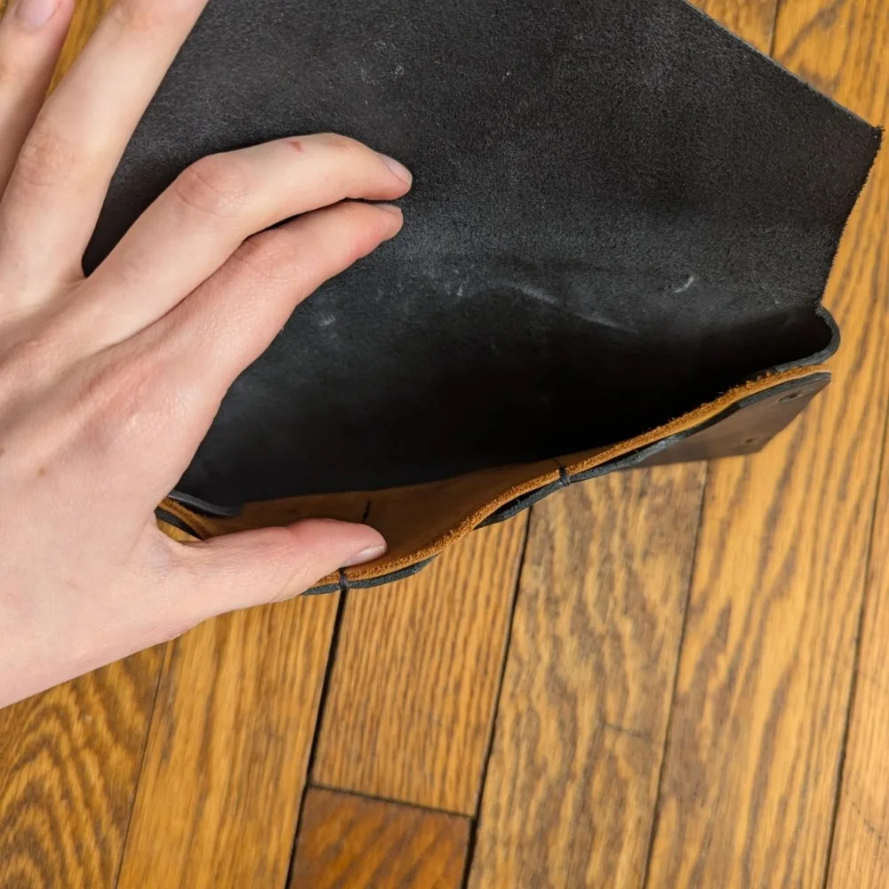 Black Red Leather Artisan Wallet Card holder